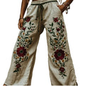 Printed Wide-Leg Linen-Style Pants