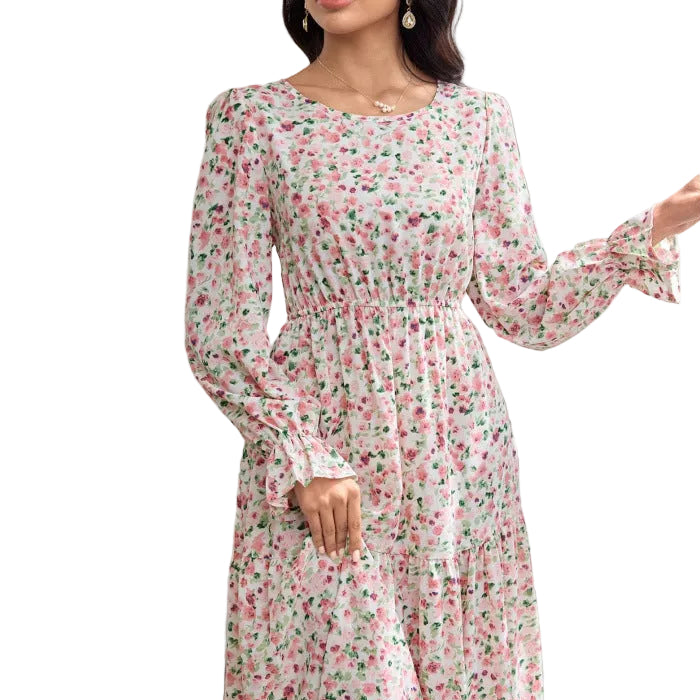 Long Sleeve Floral Dress – Elegant Spring/Fall Dress for Women