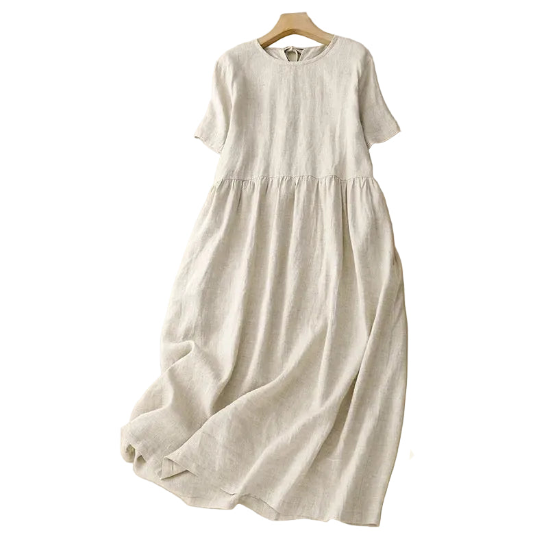 Minimalist Midi Dress – Artistic Vintage Solid Color Dress for Women