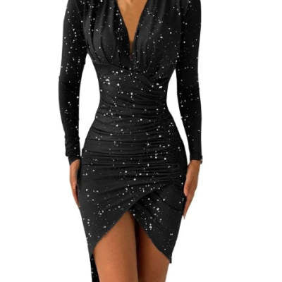 Printed Slim-Fit Elegant Dress