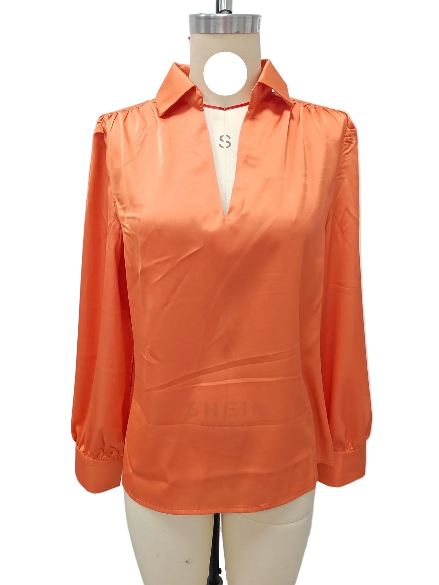 Satin Pleated Blouse – Long Sleeve Elegant Top for Women