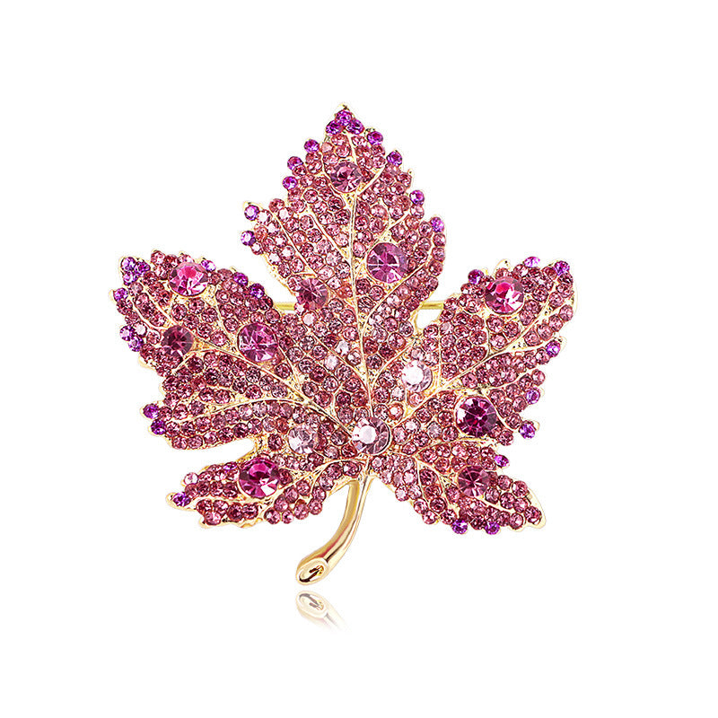 Crystal Maple Leaf Brooch – Elegant Chest Pin Accessory for Women