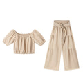 High-Waisted Flared Pants – Solid Color Tie Detail Elegant Trousers