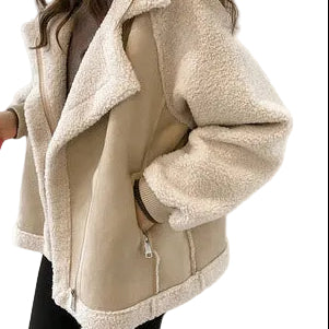 Suede Lamb Velvet Biker Jacket