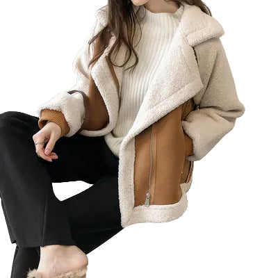 Suede Lamb Velvet Biker Jacket