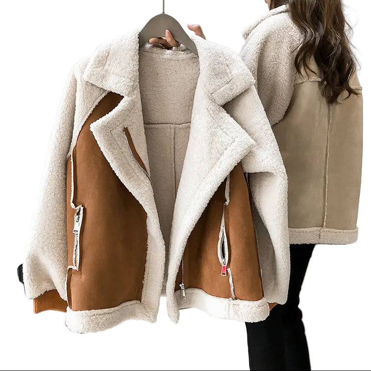 Suede Lamb Velvet Biker Jacket