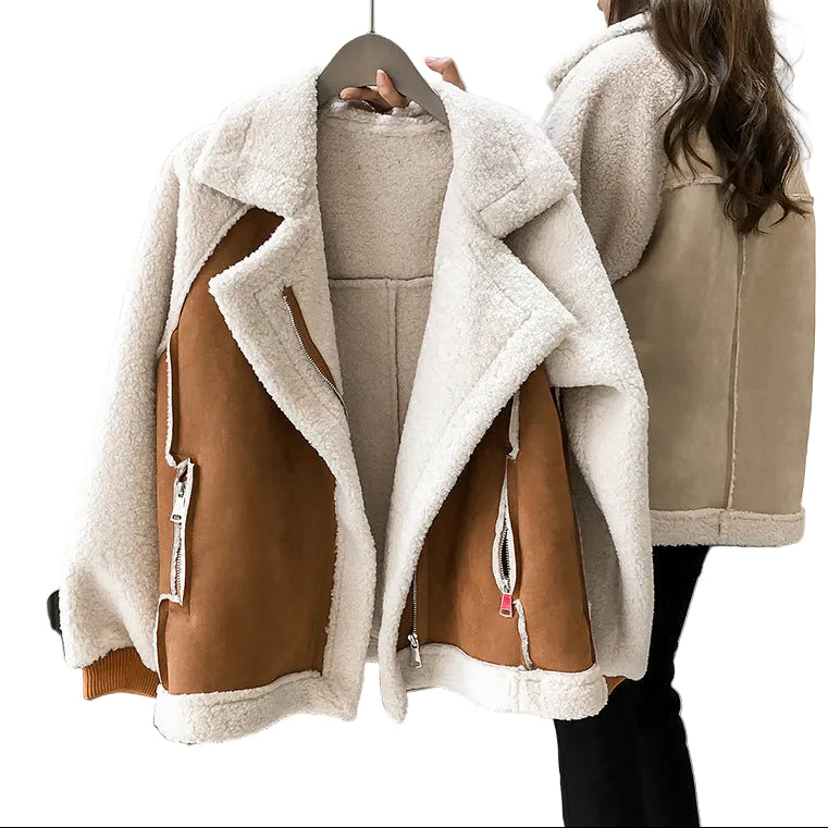 Suede Lamb Velvet Biker Jacket