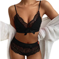Lace Lingerie Set with Suspenders – Elegant Three-Piece Design for Women