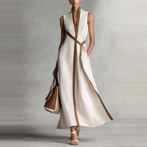 Color-Block Sleeveless Dress – Casual Everyday Dress for Women