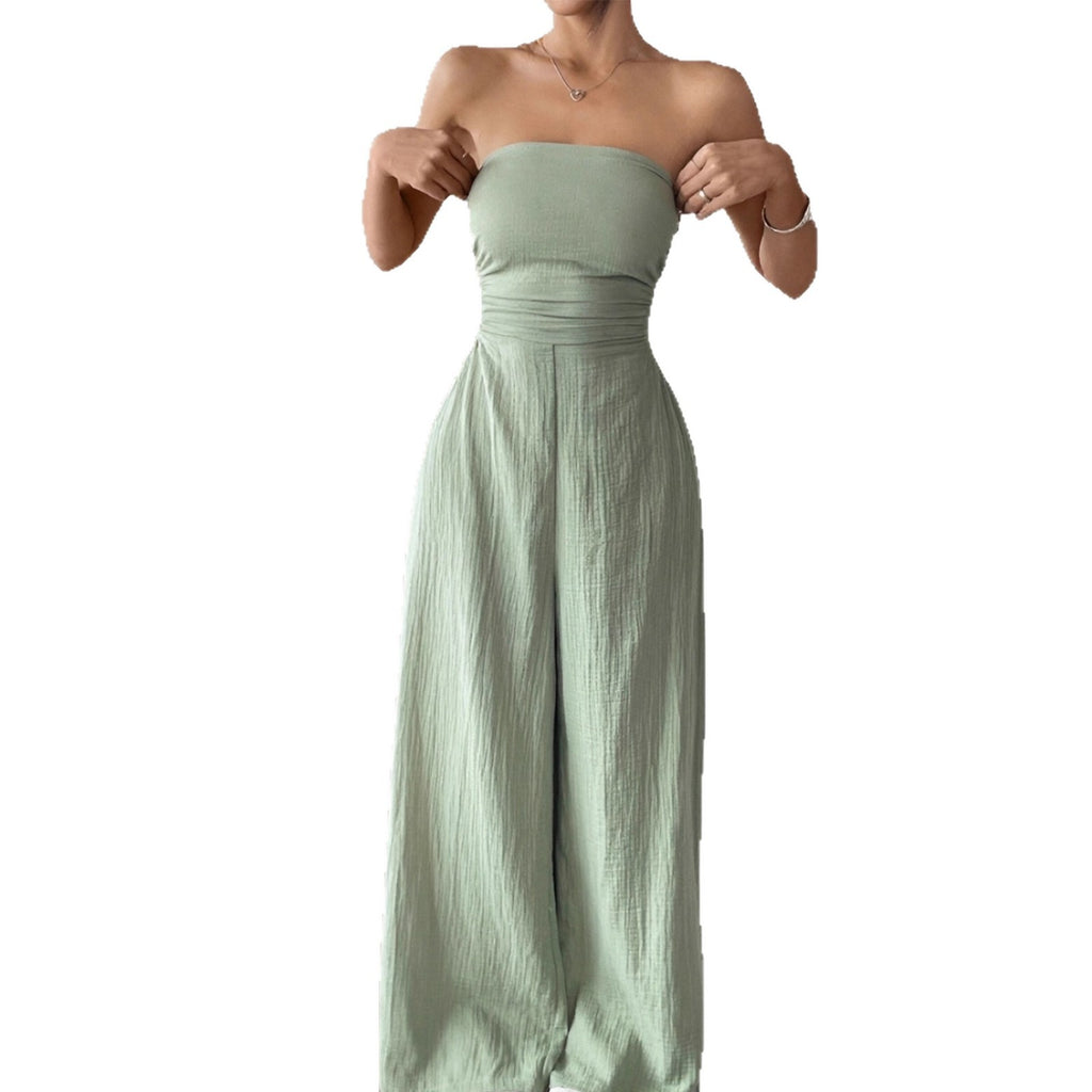 Strapless Jumpsuit – Slim Fit Solid Color Elegant Jumpsuit for Women