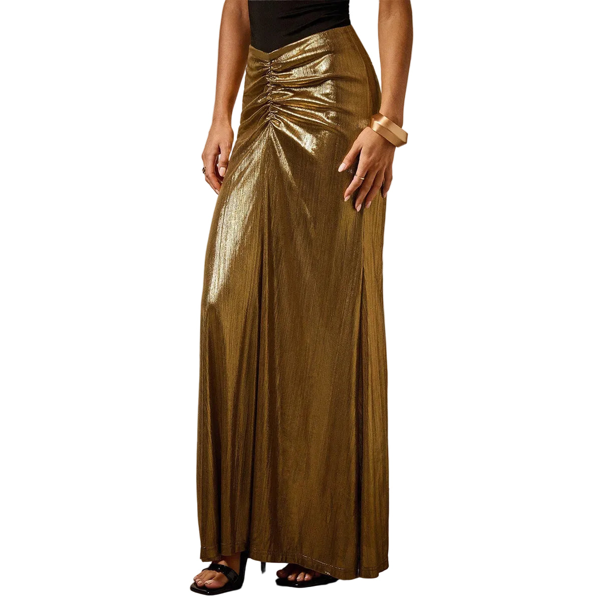 Pleated Low-Rise Skirt – Hip-Hugging Fit for Women