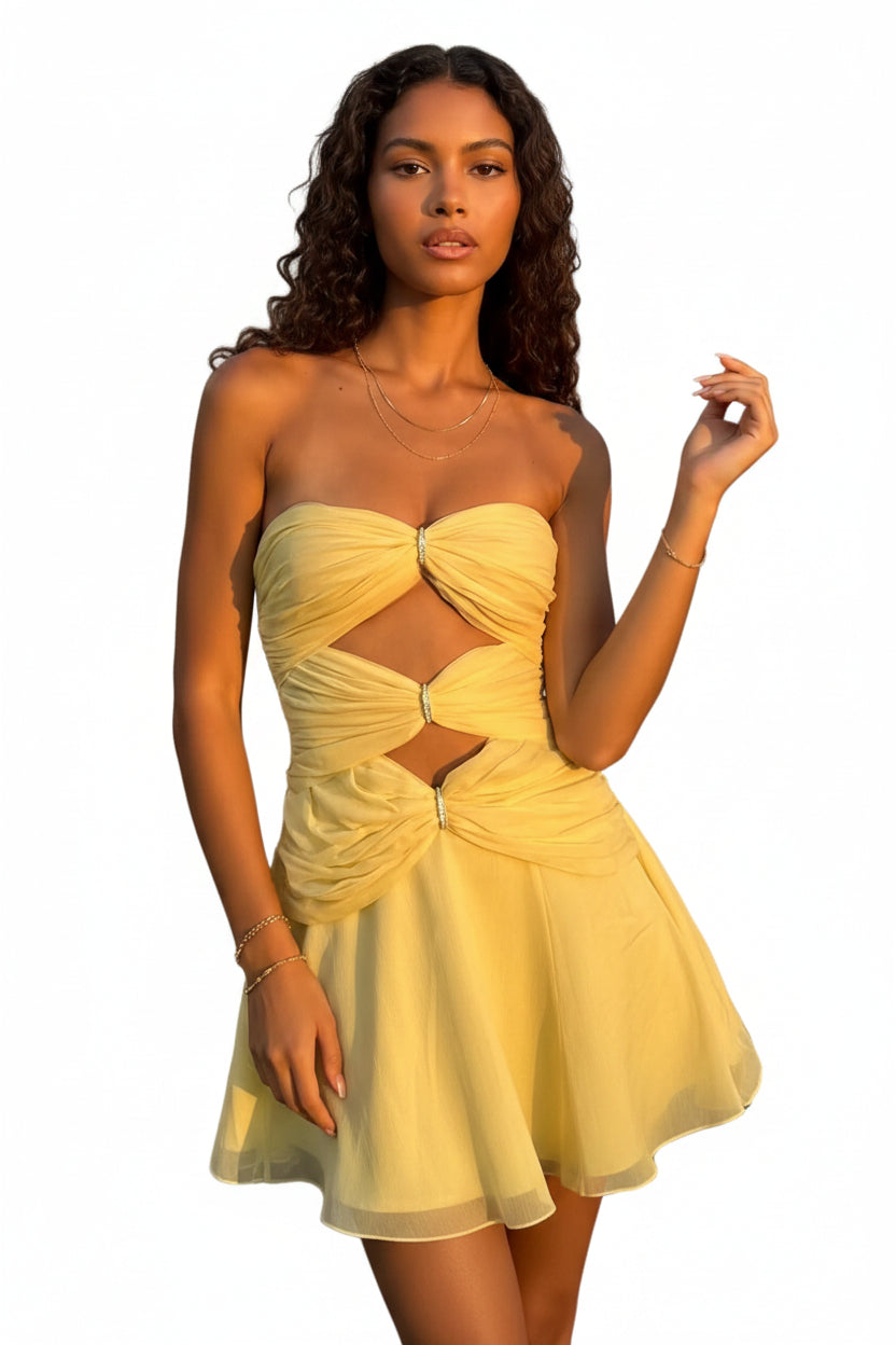 Hollow-Out Mini Dress – Designer Spring/Summer Dress for Women
