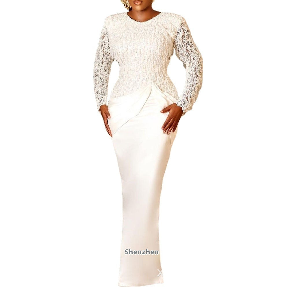 Elegant Lace Tassel Maxi Dress