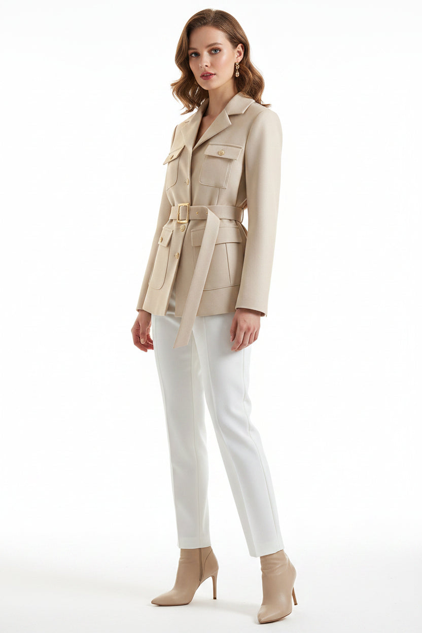 Cropped Waist-Cinching Elegant Coat