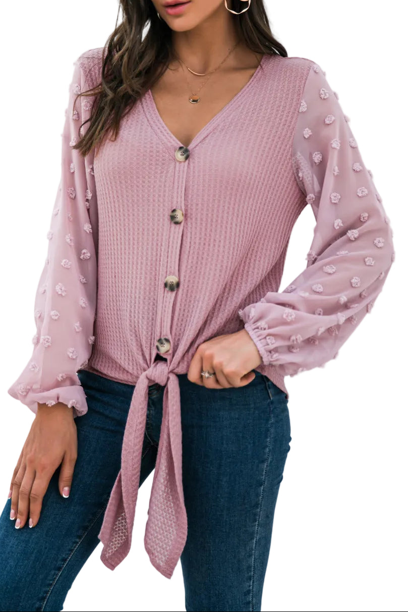 V-Neck Button Knit Cardigan