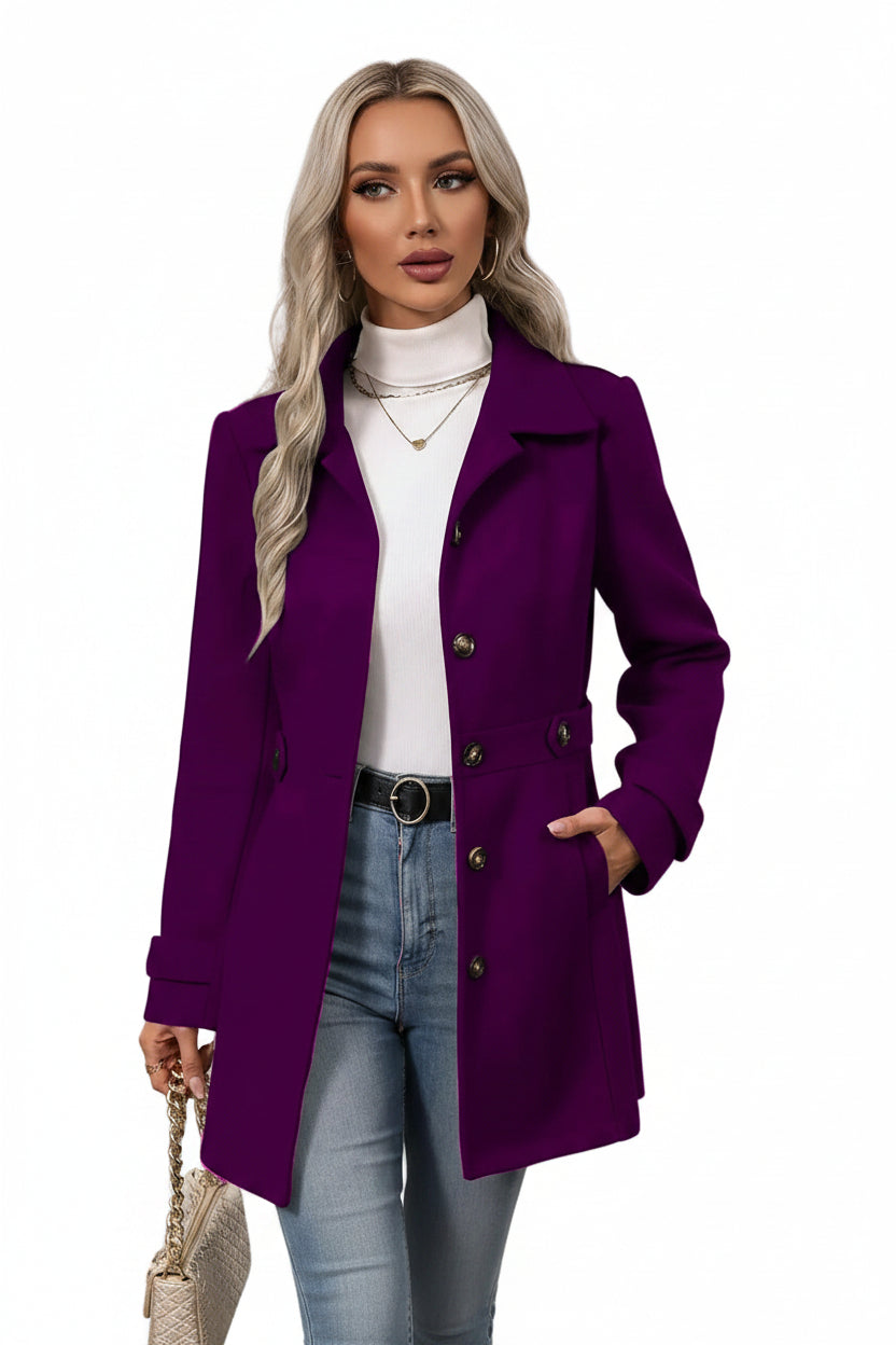 Mid-Length Wool Coat – Lined Plus Size Outerwear for Women
