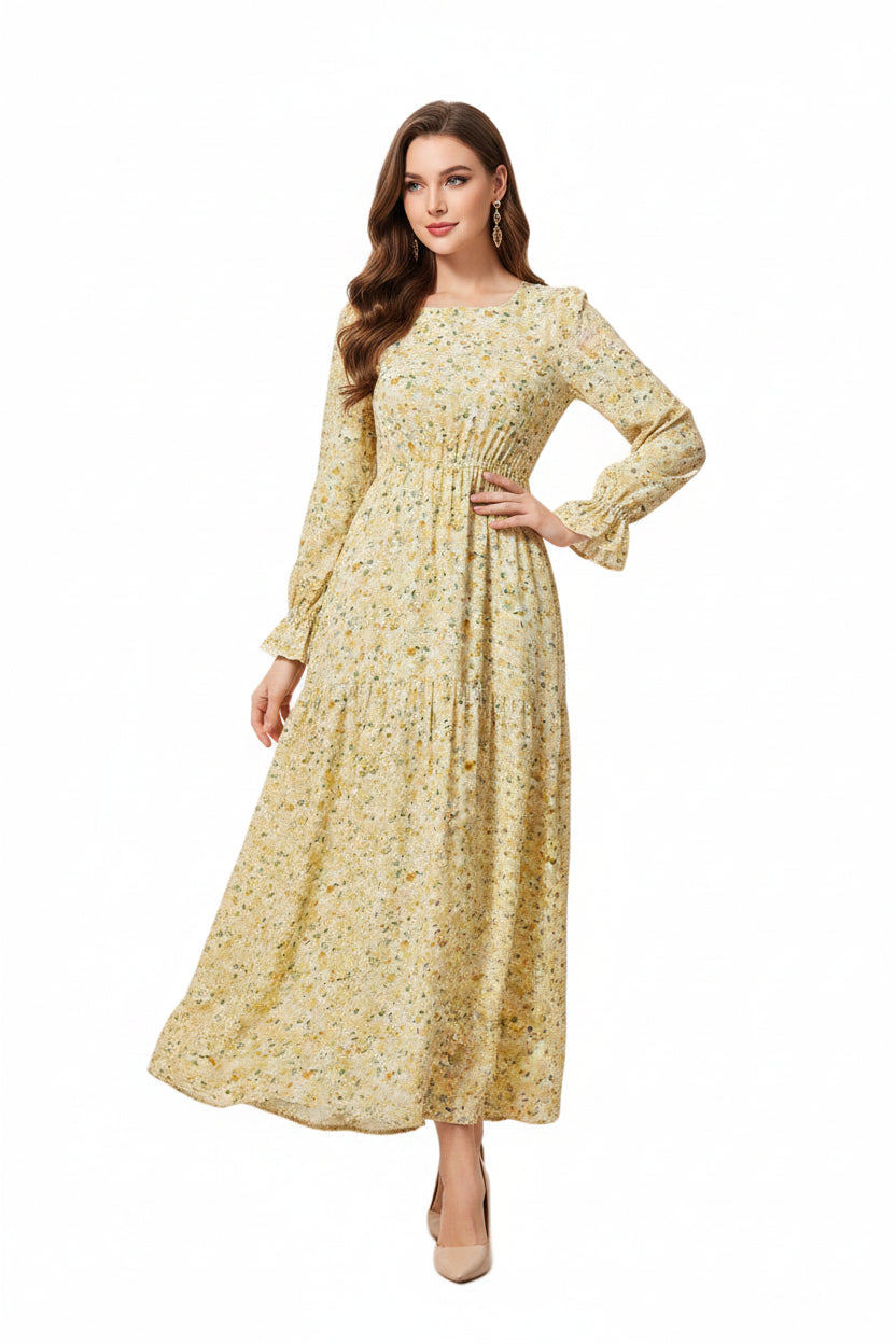 Long Sleeve Floral Dress – Elegant Spring/Fall Dress for Women