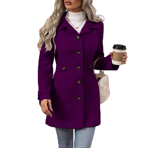 Mid-Length Wool Coat – Lined Plus Size Outerwear for Women
