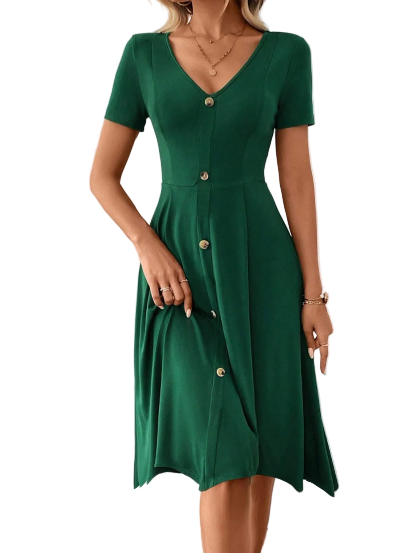Dark Green Elegant Dress – Timeless One-Piece Dress for Women