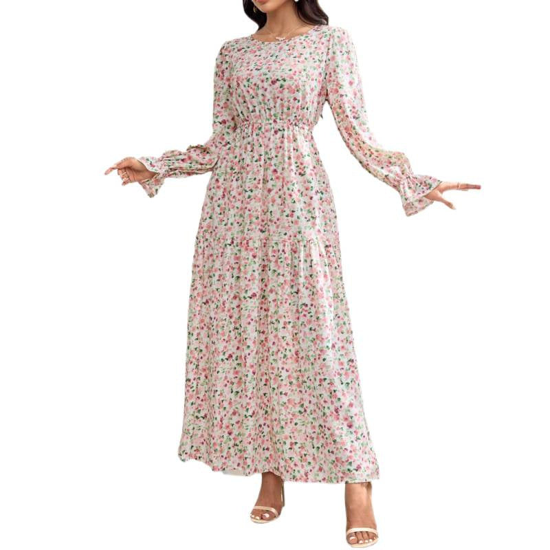Long Sleeve Floral Dress – Elegant Spring/Fall Dress for Women