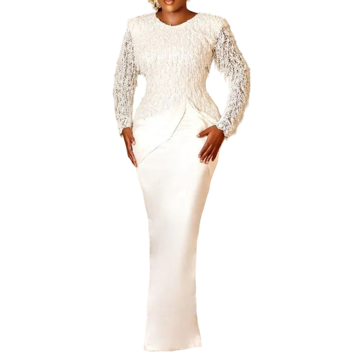 Elegant Lace Tassel Maxi Dress