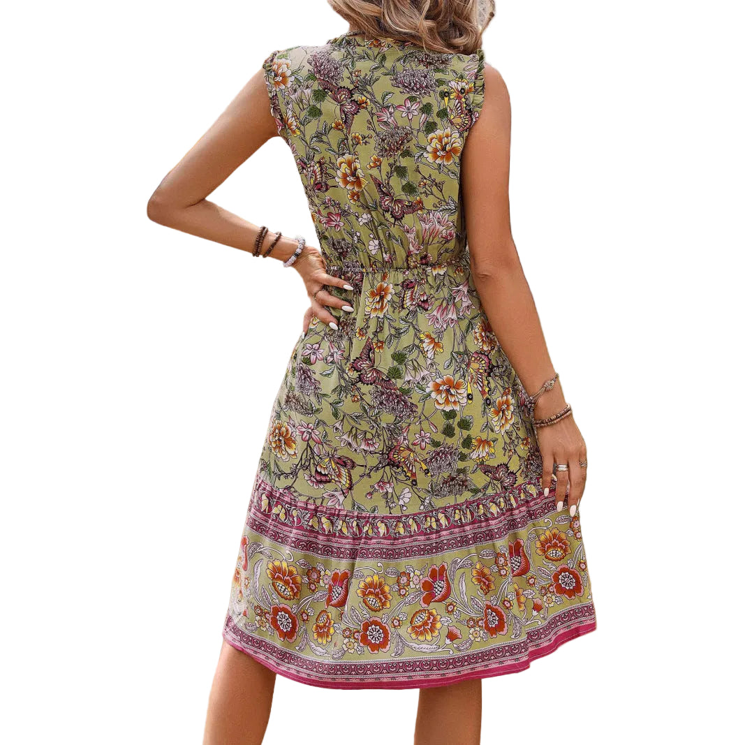 Ethnic Print Maxi Dress – Elegant Bohemian Style for Women