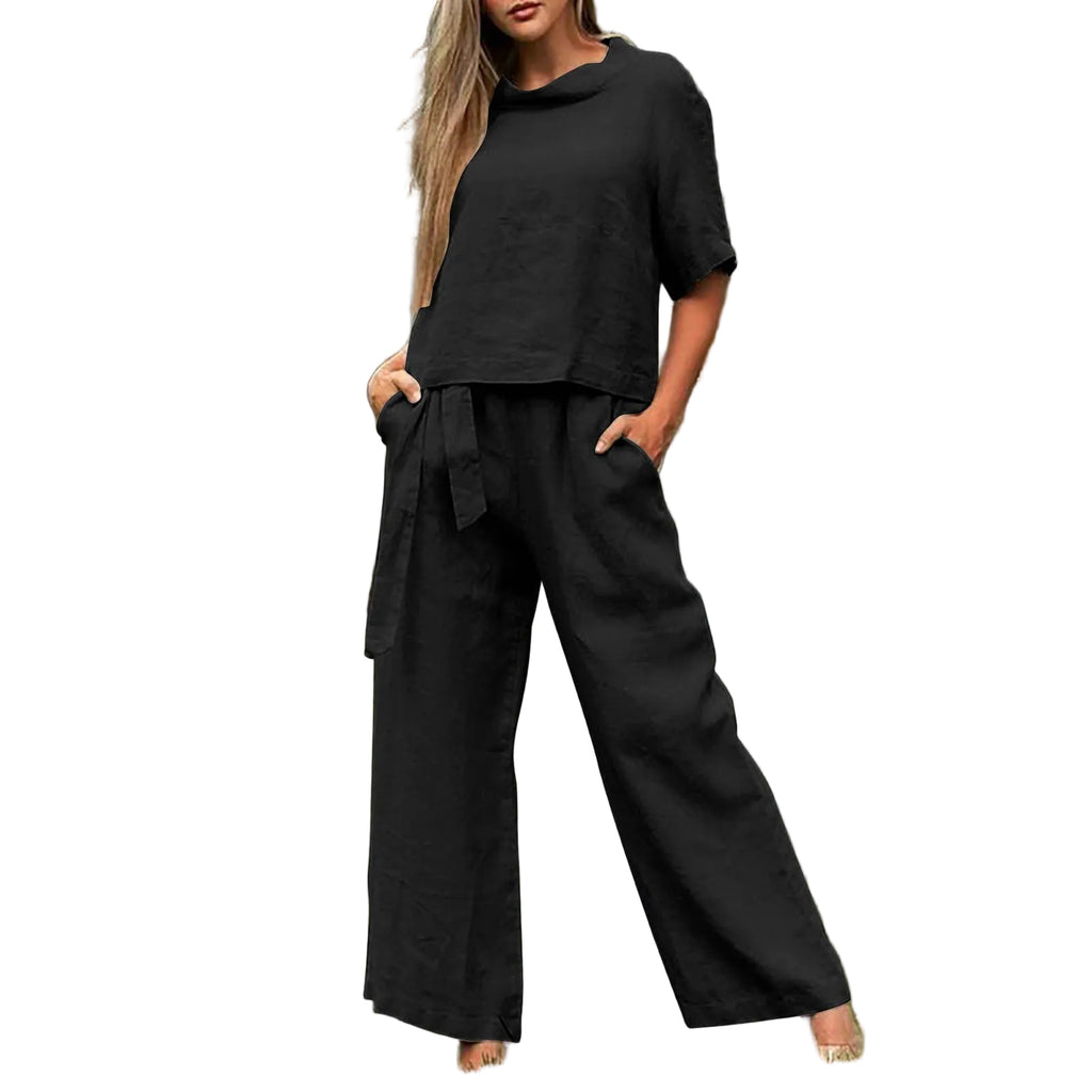 Plus-Size Two-Piece Set – Round Neck Casual Outfit for Women