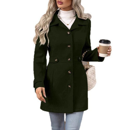 Mid-Length Wool Coat – Lined Plus Size Outerwear for Women