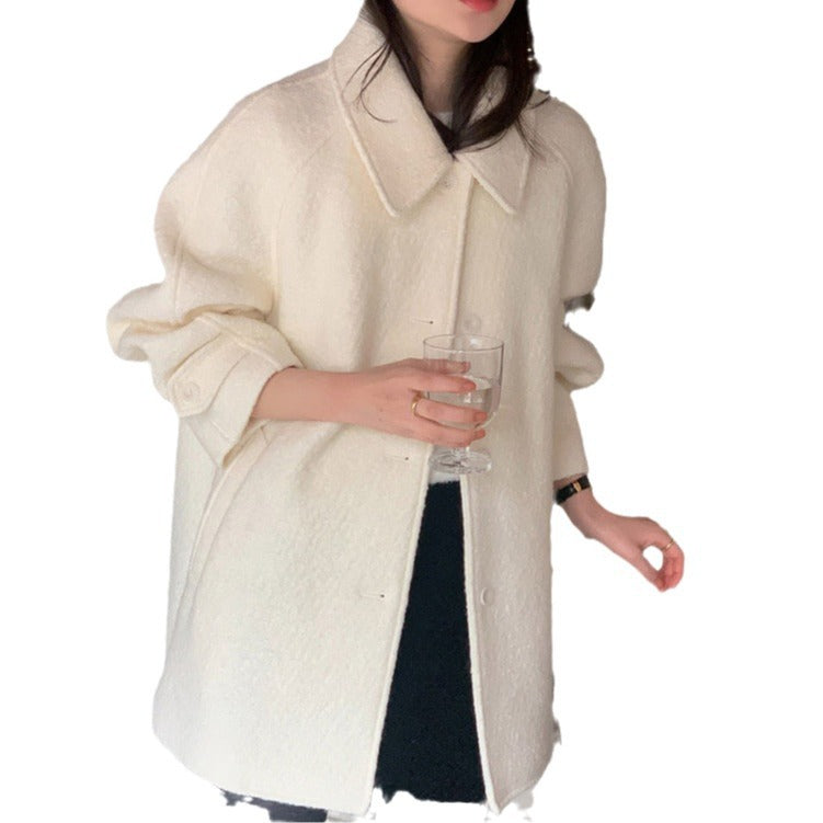 All-matching Long Sleeve Woolen Coat Outerwear Women