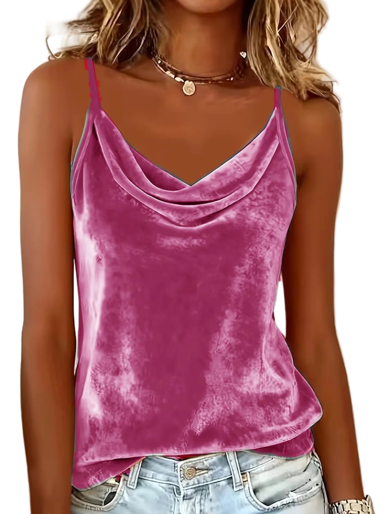 Solid Color Camisole Top – Casual Sleeveless T-Shirt for Women