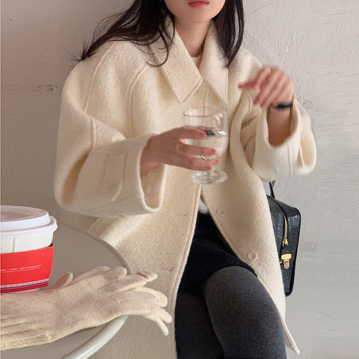 All-matching Long Sleeve Woolen Coat Outerwear Women