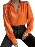 Satin Pleated Blouse – Long Sleeve Elegant Top for Women