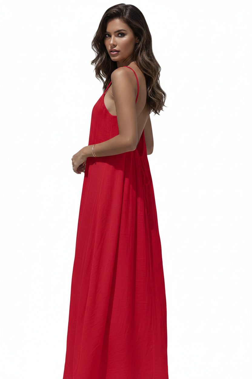 Open-Back Lounge Dress – Loose Fit Comfortable Homewear for Women