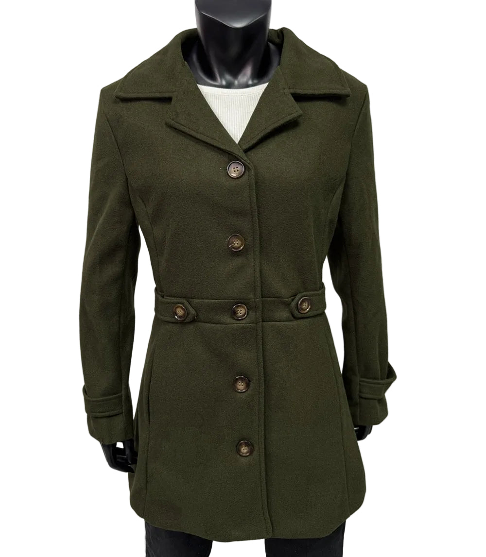 Mid-Length Wool Coat – Lined Plus Size Outerwear for Women