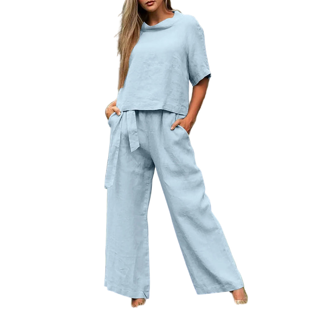 Plus-Size Two-Piece Set – Round Neck Casual Outfit for Women