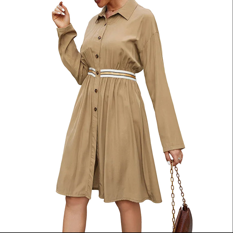 Casual Polo Collar Midi Dress