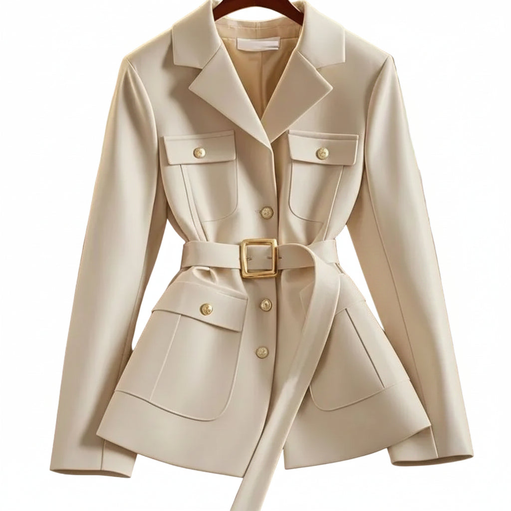 Cropped Waist-Cinching Elegant Coat