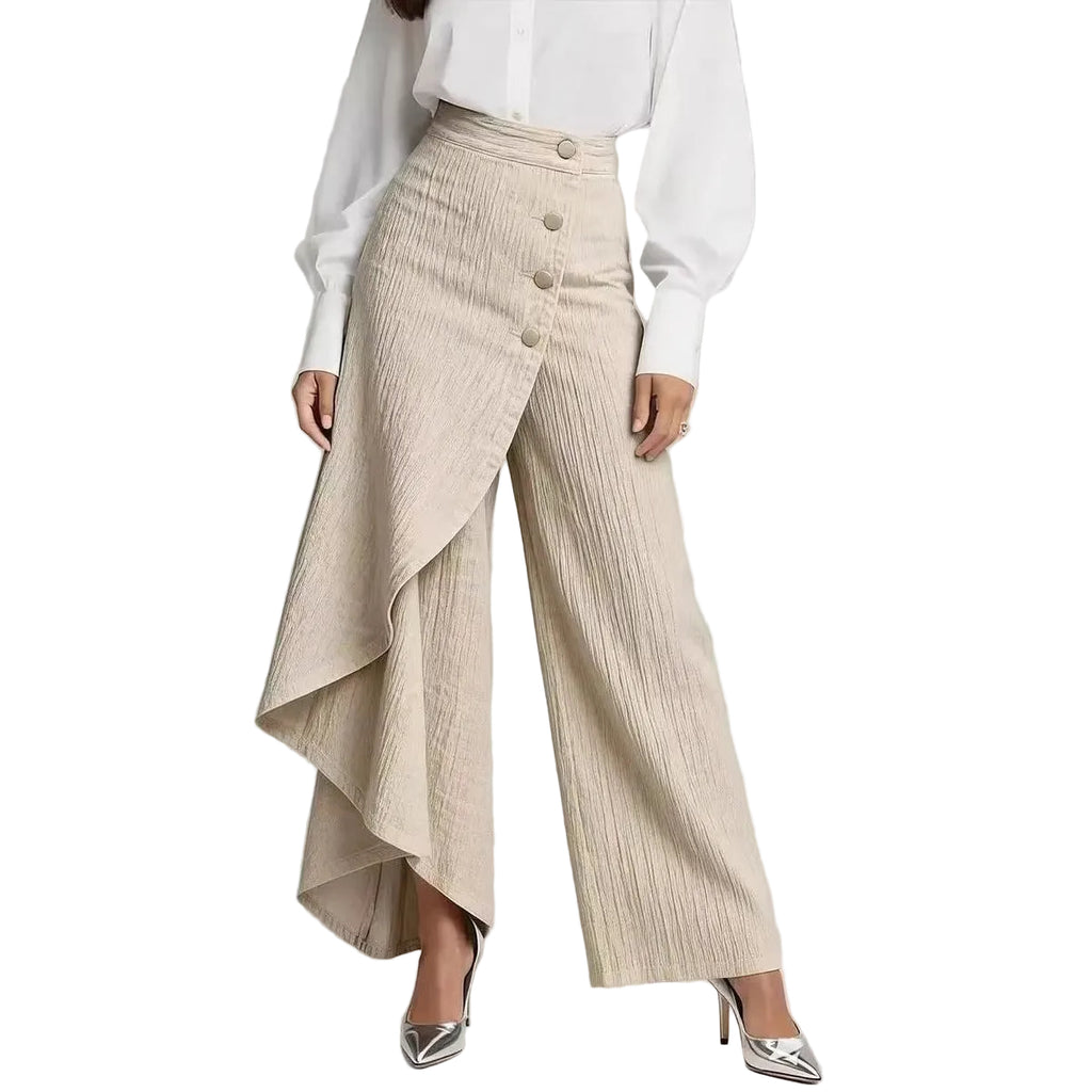 Faux Denim Wide-Leg Statement Pants