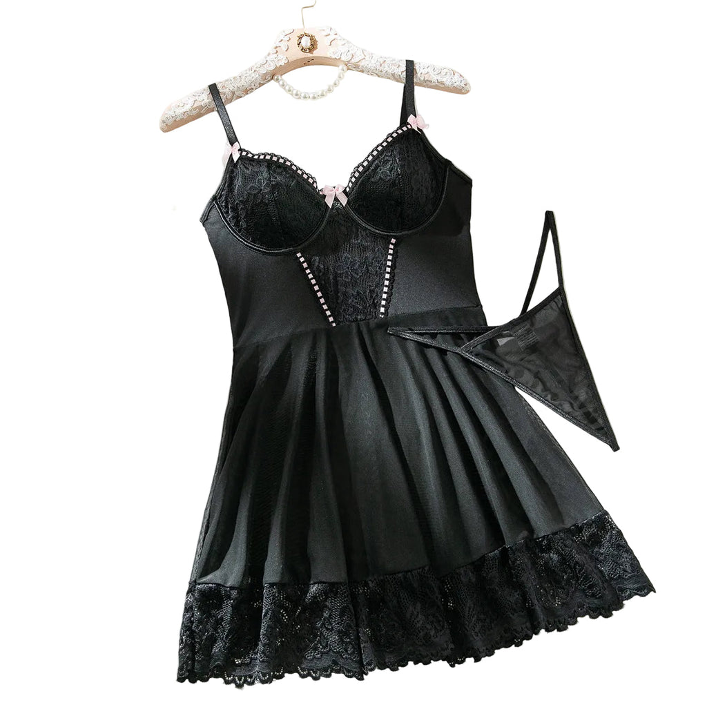 Lace Nightdress Lingerie Set – Elegant 3-Piece Body-Shaping Design for Women
