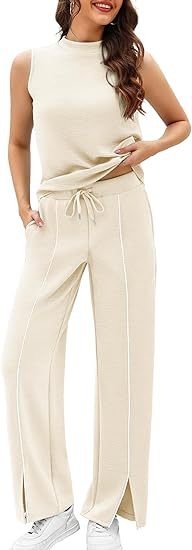 Sleeveless Tank & Wide-Leg Pants Set – Casual 2 Piece Outfit for Women