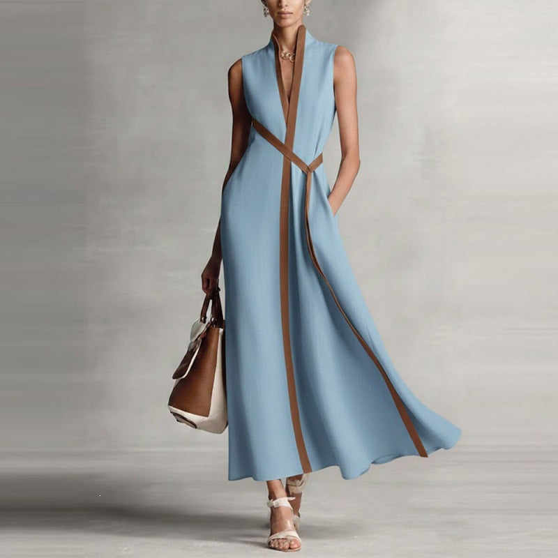 Color-Block Sleeveless Dress – Casual Everyday Dress for Women