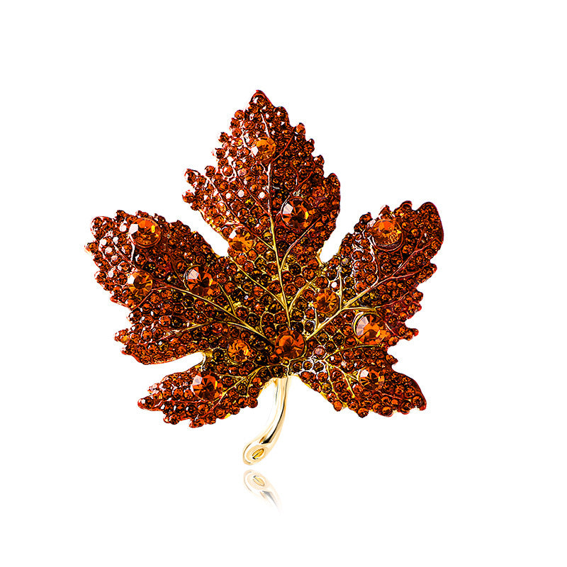Crystal Maple Leaf Brooch – Elegant Chest Pin Accessory for Women