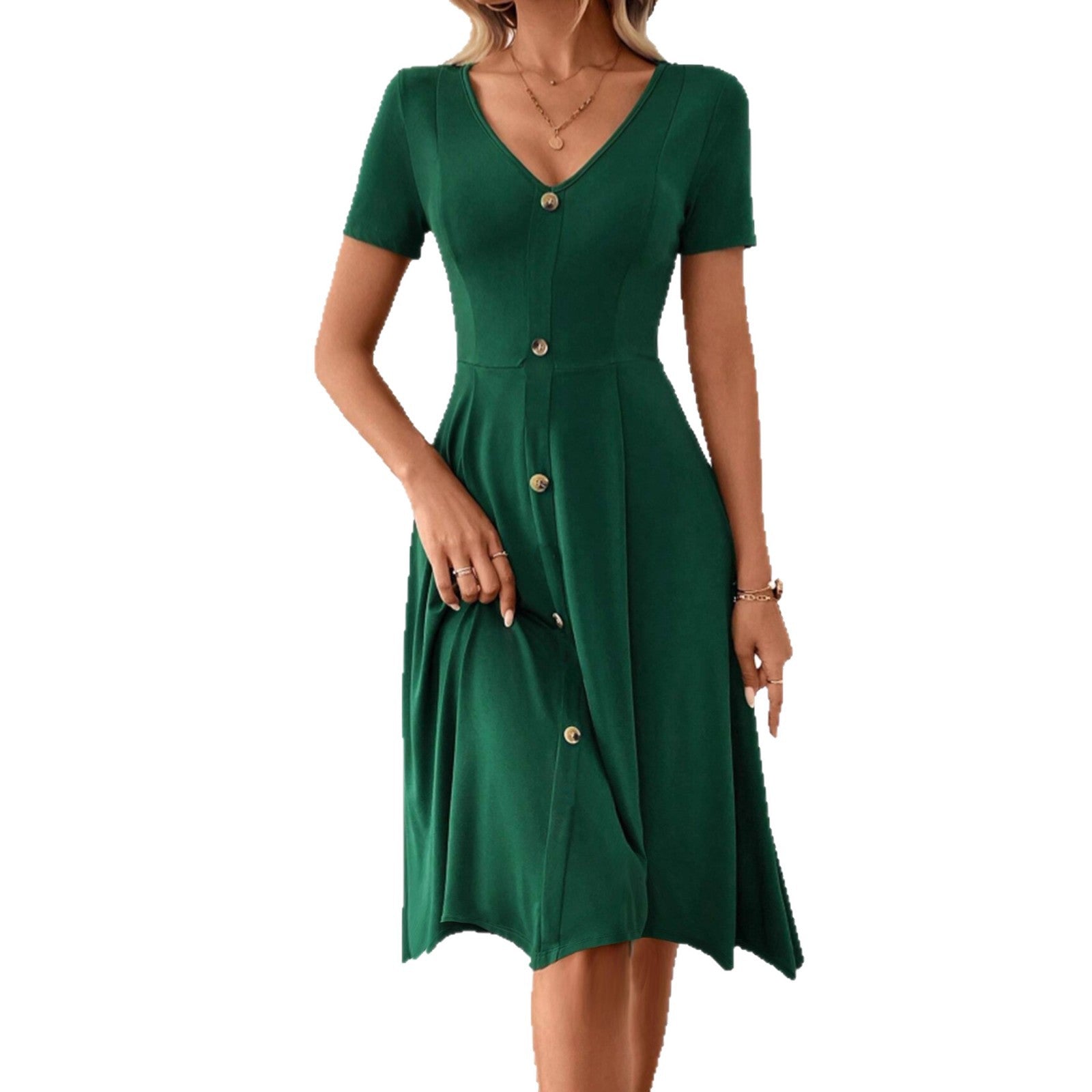 Dark Green Elegant Dress – Timeless One-Piece Dress for Women