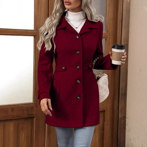 Mid-Length Wool Coat – Lined Plus Size Outerwear for Women