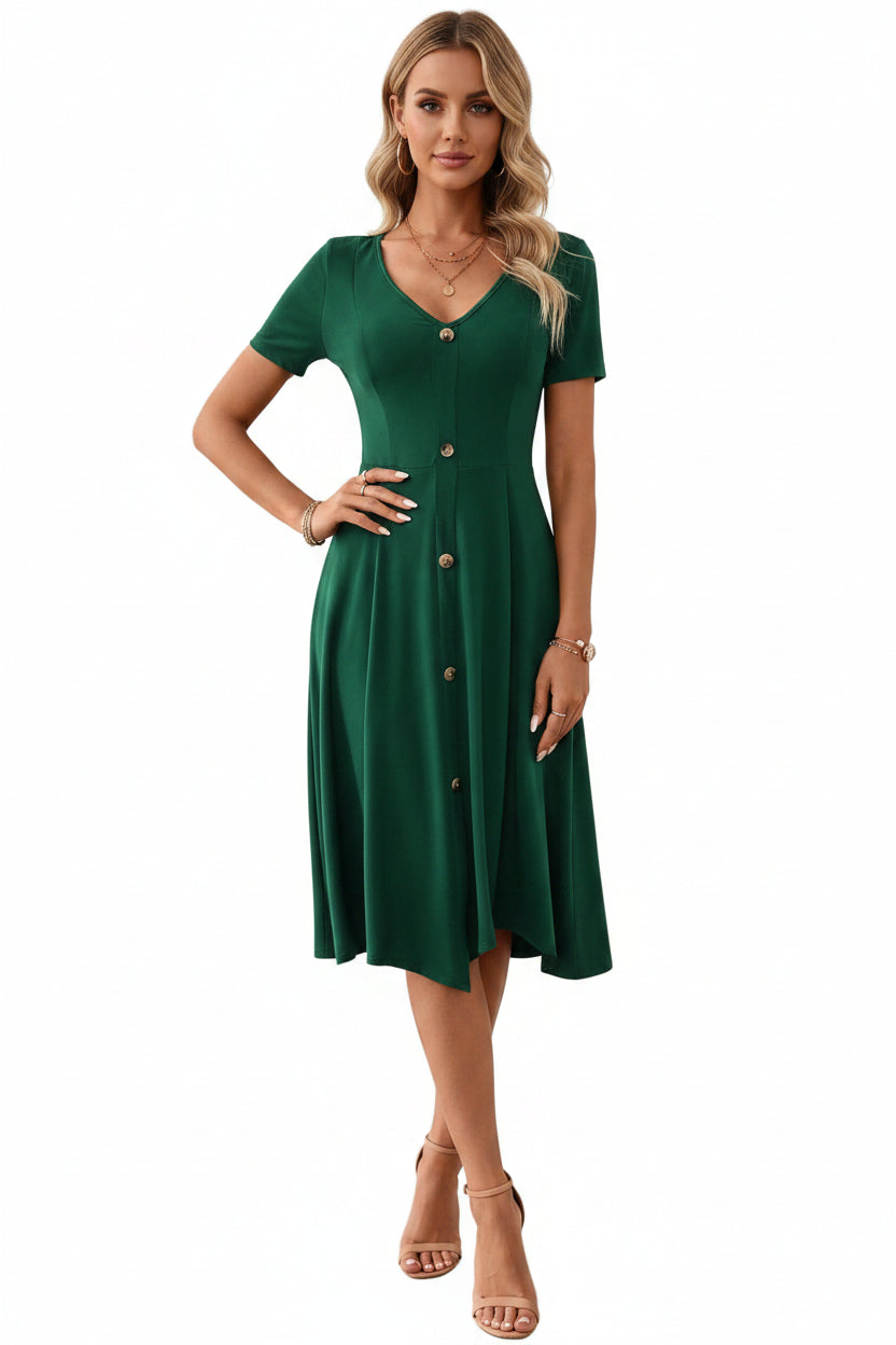 Dark Green Elegant Dress – Timeless One-Piece Dress for Women