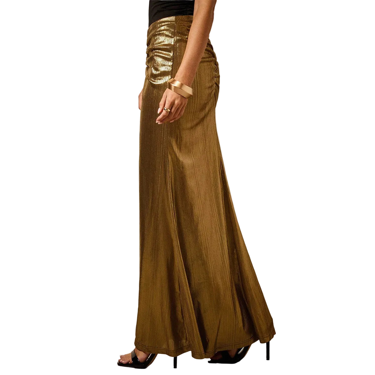 Pleated Low-Rise Skirt – Hip-Hugging Fit for Women