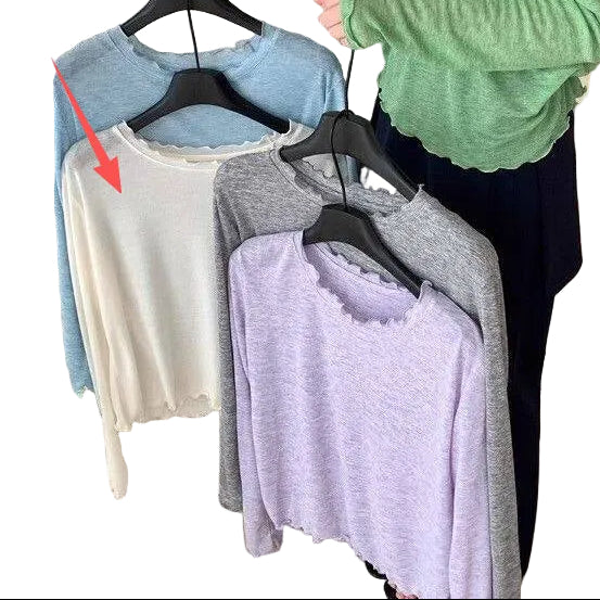 Women's Slim-fit Ruffled-neck Lightweight Top