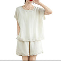 Lace-Trim Two-Piece Set – Loose Fit Elegant Outfit for Women