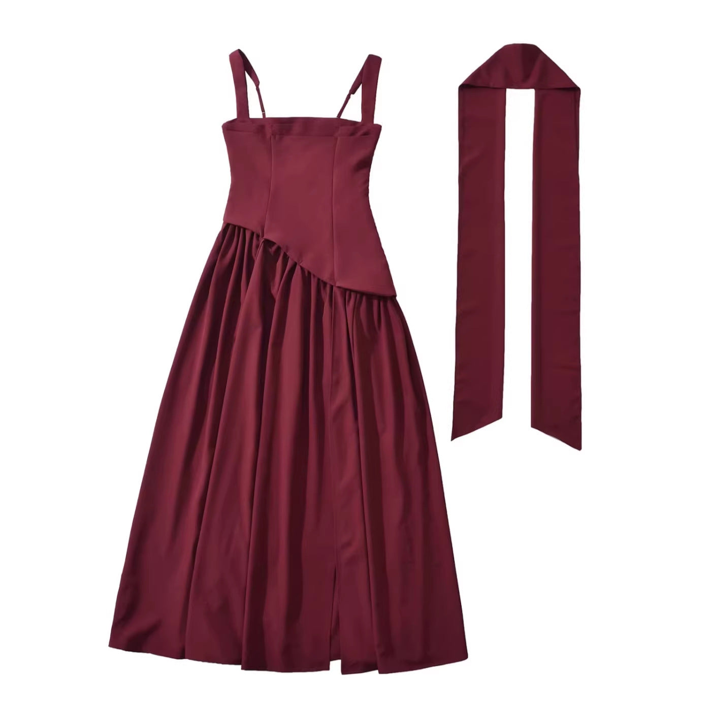 Lace-Up Maxi Dress – Ribbon Trim High-Slit Elegant Dress for Women