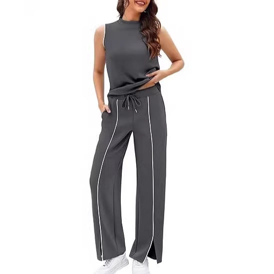 Sleeveless Tank & Wide-Leg Pants Set – Casual 2 Piece Outfit for Women